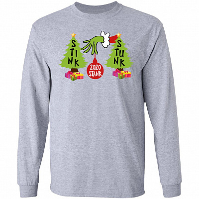 2020 Stink Stank Stunk Funny Quarantined Christmas Hoodie - Sweatshirt - Long Sleeve Shirt, Sport Grey, Long Sleeve