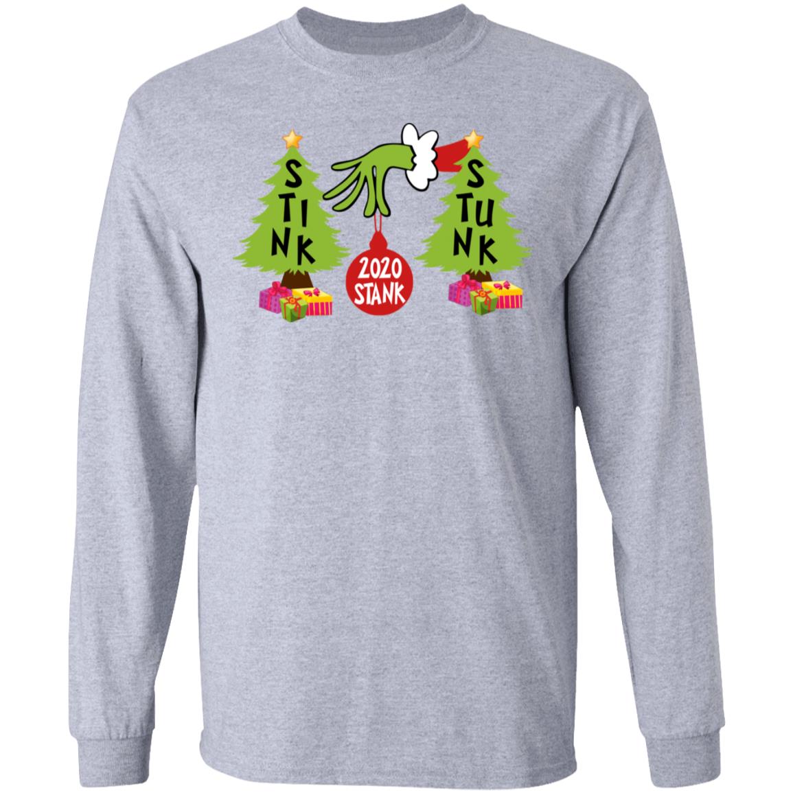 2020 Stink Stank Stunk Funny Quarantined Christmas Hoodie - Sweatshirt - Long Sleeve Shirt, Sport Grey, Long Sleeve