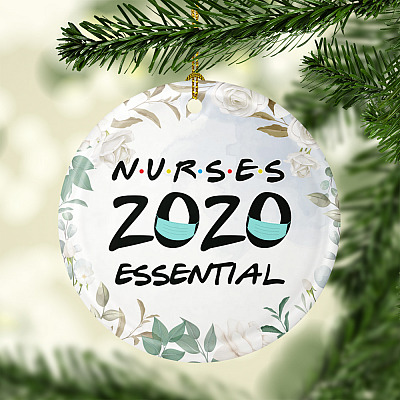 Alternative view of Nurses 2020 Essential Worker Christmas Ornament - Holiday Flat Circle Ornament