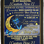 Personalized Butterfly Mom To My Daughter Whenever You Feel Overwhelmed Fleece Blanket - Premium Sherpa Blanket, White, Cozy Plush Fleece Blanket - 50x60