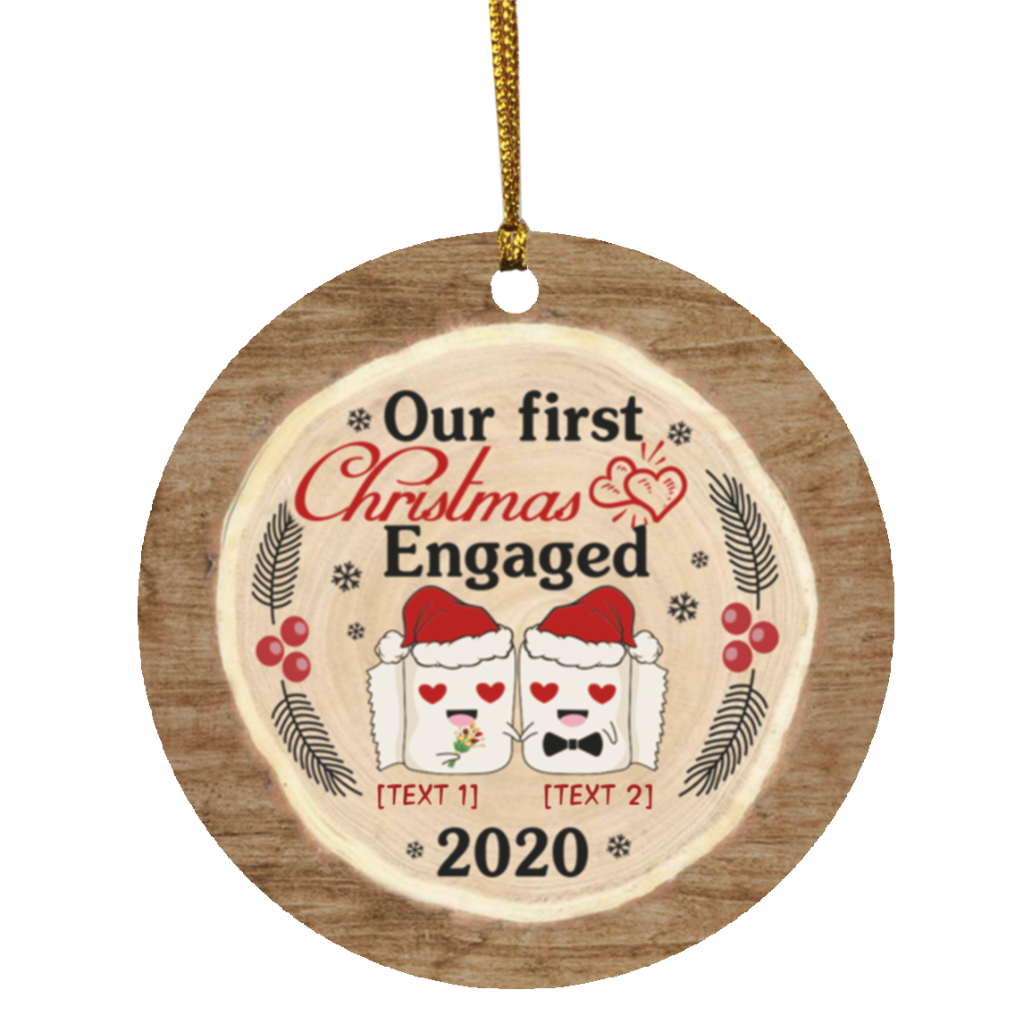 Our 1st Christmas Engage Personalized Ornament, White, Circle Ornament