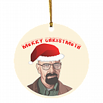 Merry Christmeth Decorative Christmas Ornament - Holiday Flat Circle Ornament - Funny Christmas Ornament 2020, White, Circle Ornament