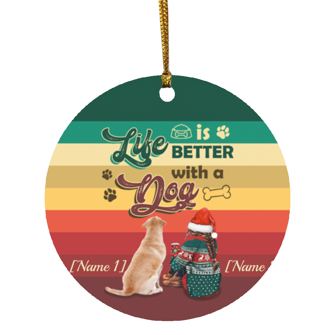 Personalized Life Is Better With A Dog Labrador Christmas Ornament - Holiday Decorative Flat Circle Ornament, White, Circle Ornament