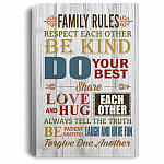 Family Rules Autumn Retro Inspirational Quotes Wrapped Framed Canvas Prints - Motivational Family Unframed Poster, White, 0.75'' Framed Canvas