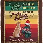 Personalized Life Is Better with a Dog Labrador Christmas Fleece Blanket- Mink Sherpa Blanket - Woven Blanket, White, Cozy Plush Fleece Blanket - 50x60