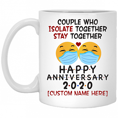Personalized Quarantined Together Stay Together Ceramic Coffee Mug - Beer Stein - Water Bottle, White, 11 oz. White Mug