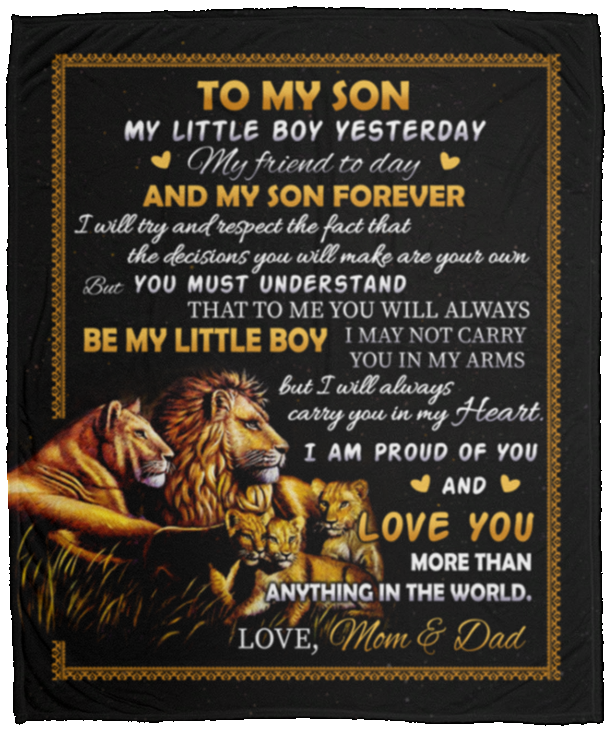 To My Son My Little Boy Yesterday My Friend Today My Son Forever Fleece Blanket - Premium Sherpa Blanket - Woven Blanket, White, Cozy Plush Fleece Blanket - 50x60