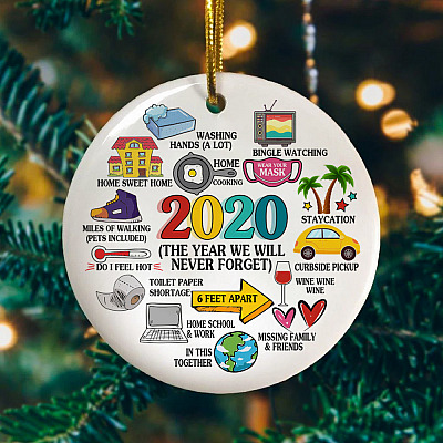 Alternative view of Pandemic Christmas 2020 The Year We Will Never Forget Memorial Ornament - Quarantine Christmas Ornament