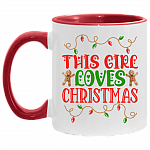 This Girl Loves Christmas Accent Mug - Coffee Mug, White/Red, 11 oz. Accent Mug