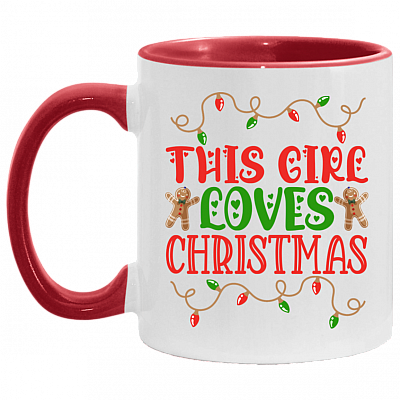 This Girl Loves Christmas Accent Mug - Coffee Mug, White/Red, 11 oz. Accent Mug