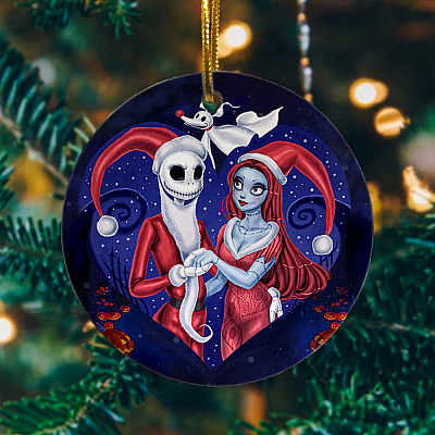 Alternative view of Jack And Sally Christmas Ornament - Couples Christmas Ornament - Valentine Couples Matching Ornament