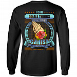 I Can Do All Things Through Christ Who Strengthens Me Print On Back Hoodie - Sweatshirt - Long Sleeve, Black, Long Sleeve