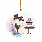Personalize Quarantined Wedding Newlywed Gift Decorative Christmas Ornament - Holiday Flat Circle Ornament, White, Circle Ornament