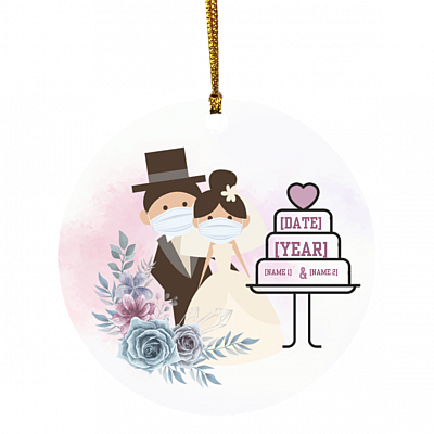 Personalize Quarantined Wedding Newlywed Gift Decorative Christmas Ornament - Holiday Flat Circle Ornament, White, Circle Ornament
