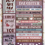 From Mom To My Daughter Today Is A Brand New Day Fleece Blanket - Premium Mink Sherpa Blanket - Woven Blanket, White, Cozy Plush Fleece Blanket - 50x60
