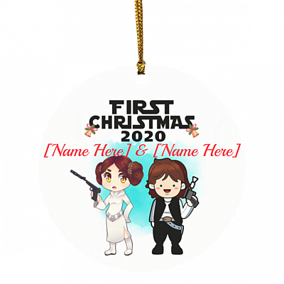 Personalized First Christmas 2020 - Decorative Christmas Ornament - Holiday Flat Circle Ornament, White, Circle Ornament