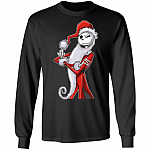 Jack Skellinton Santa Nightmare Before Christmas Hoodie - Sweatshirt - Long Sleeve Shirt, Black, Long Sleeve