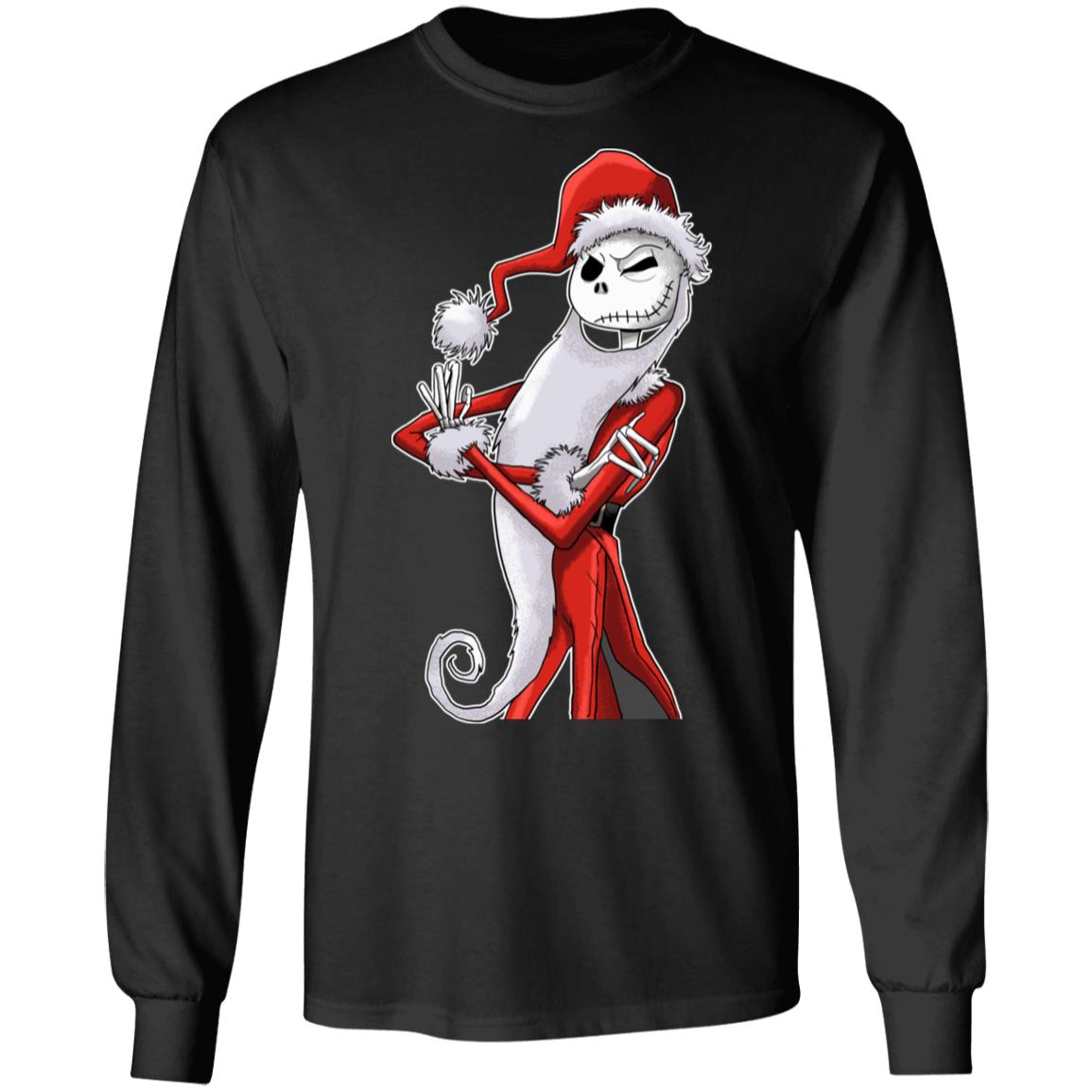 Jack Skellinton Santa Nightmare Before Christmas Hoodie - Sweatshirt - Long Sleeve Shirt, Black, Long Sleeve