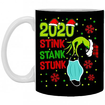2020 Stink Stank Stunk Christmas Ceramic Coffee Mug - Water Bottle - Beer Stein, Black, 11 oz. White Mug