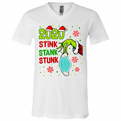 2020 Stink Stank Stunk Christmas T-Shirt - V-Neck Shirt, White, V-Neck T-Shirt