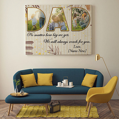 Alternative view of Personalized Photo Dad Gift We Will Always Reach For You Framed Canvas - Unfarmed Poster