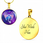 Nursing Stethoscope Wing Circle Pendant Necklace - Circle Luxury Necklace (Gold Plated) Nursing Stethoscope Wing Circle Pendant Necklace - Circle Luxury Necklace (Gold Plated)