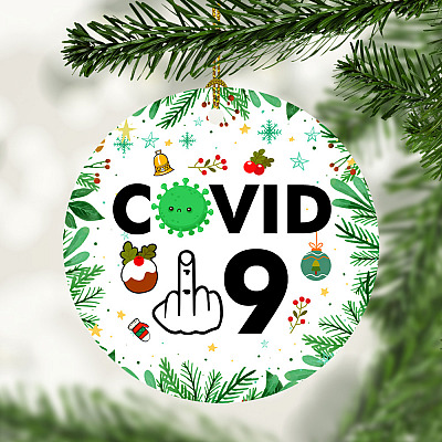 Middle Finger Global Pandemic Christmas 2020 Decorative Christmas Ornament - Holiday Flat Circle Ornament