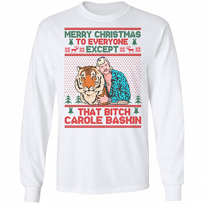 Carole Baskin Merry Christmas Hoodie, White, Long Sleeve