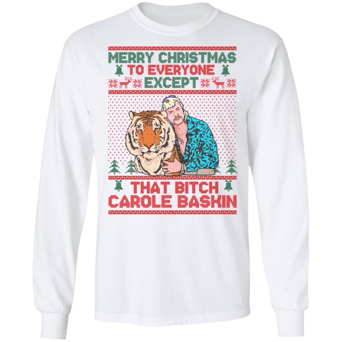 Carole Baskin Merry Christmas Hoodie, White, Long Sleeve