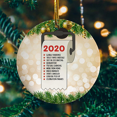 Quarantine Pandemic Christmas 2020 Toilet Paper Covid Christmas Holiday Decoration Circle Ornament