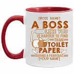 Personalized a Boss Like You, White/Red, 11 oz. Accent Mug
