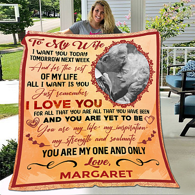 Alternative view of Custom Photo I Want You Today Tomorrow All I Want Is You Fleece Blanket - Mink Sherpa Blanket - Woven Blanket