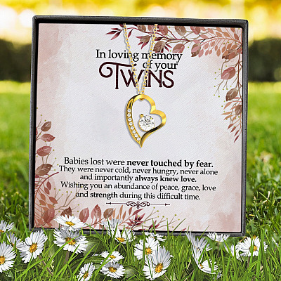 In Loving Memory Of Your Twins Loss Of Twins Forever Love Heart Pendant Necklace - Twins Miscarriage Gifts