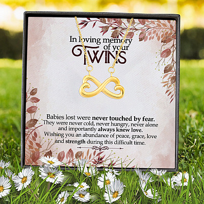 In Loving Memory Of Your Twins Loss Of Twins Infinity Heart Pendant Necklace - Twins Miscarriage Gifts