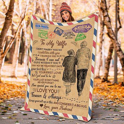 Alternative view of Letter To My Wife I Didn't Marry You So I Could Live Without You Mail Fleece Blanket - Premium Sherpa Blanket