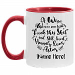 And She Lived Happily Ever After Personalize Divorce Gift Ceramic Accent Mug - Colored Coffee Mug, White/Red, 11 oz. Accent Mug