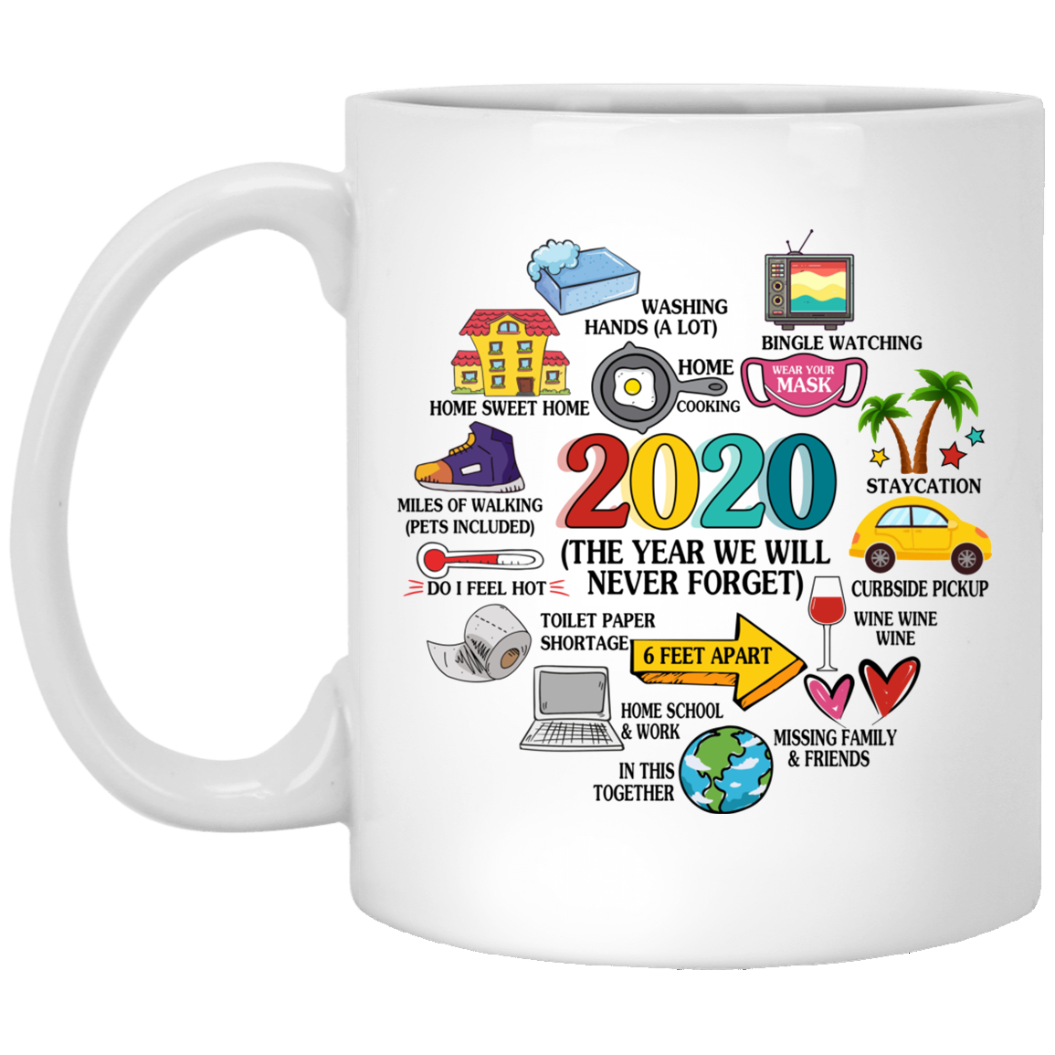 Pandemic Christmas 2020 The Year We Will Never Forget Memorial Ceramic Mug - Quarantine Christmas Coffee Mug, White, 11 oz. White Mug