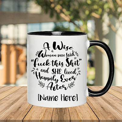 Alternative view of And She Lived Happily Ever After Personalize Divorce Gift Ceramic Accent Mug - Colored Coffee Mug