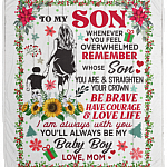 From Mom To My Son Whenever You Feel Overwhelmed Christmas Fleece Blanket - Premium Mink Sherpa Blanket, White, Cozy Plush Fleece Blanket - 50x60