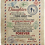 To Daughter Every Single Day That You Are Not with Me I Think About You Letter Fleece Blanket - Premium Sherpa Blanket, White, Cozy Plush Fleece Blanket - 50x60