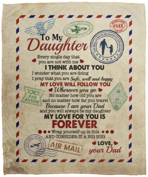 To Daughter Every Single Day That You Are Not with Me I Think About You Letter Fleece Blanket - Premium Sherpa Blanket, White, Cozy Plush Fleece Blanket - 50x60