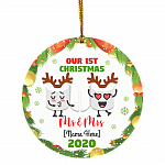 Our 1st Christmas As Ornament, White, Circle Ornament