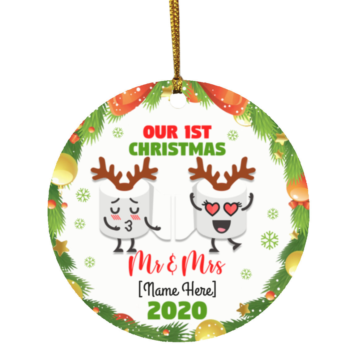 Our 1st Christmas As Ornament, White, Circle Ornament