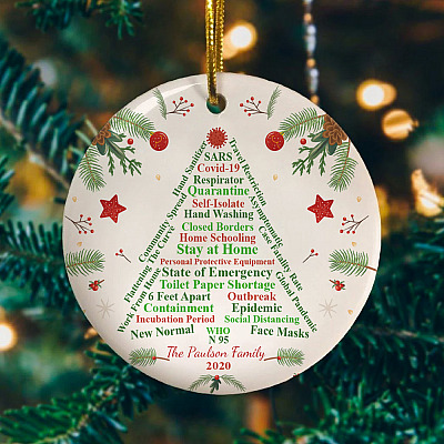 Alternative view of The Paulson Family 2020 Pandemic Ornament Quarantine Christmas Ornament Keepsake - Christmas Tree Circle Ornament