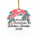 First Christmas as Grandparents Announcing Pregnancy 2020 Christmas Ornament - Circle Ornament, White, Circle Ornament