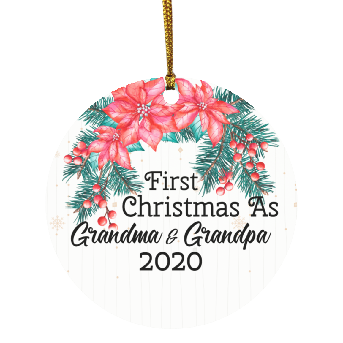 First Christmas as Grandparents Announcing Pregnancy 2020 Christmas Ornament - Circle Ornament, White, Circle Ornament