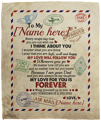 Personalized To Daughter Every Single Day That You Are Not with Me I Think About You Letter Premium Sherpa Blanket, White, Cozy Plush Fleece Blanket - 50x60