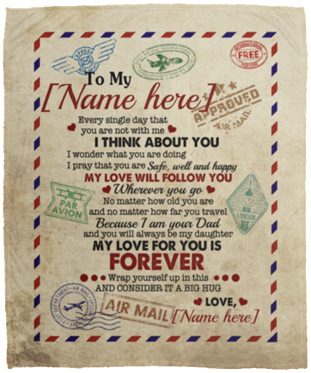 Personalized To Daughter Every Single Day That You Are Not with Me I Think About You Letter Premium Sherpa Blanket, White, Cozy Plush Fleece Blanket - 50x60