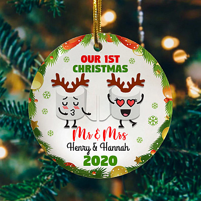 Alternative view of Our 1st Christmas 2020 As Mr Mrs Newlywed Family Personalized Ornament - Funny Quarantine Christmas Ornament
