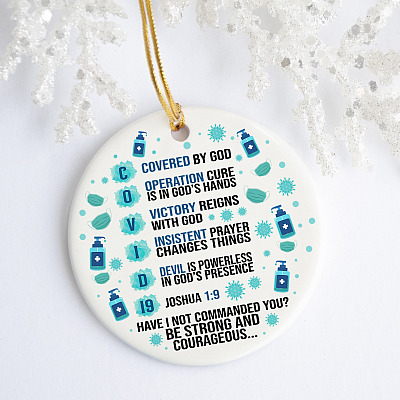 Alternative view of Covid 19 Circle Ornament Keepsake - Funny 2020 Pandemic Circle Christmas Ornament